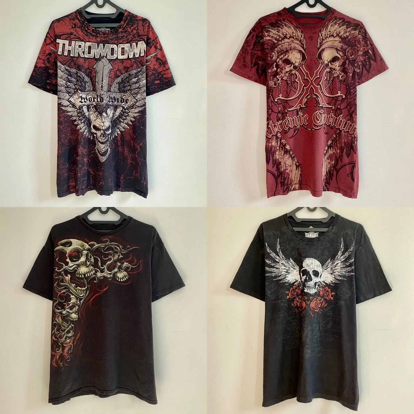 Y2k Vintage Gothic Skull Printed T-shirt Men Trendy Brand Punk Sports Undershirt Women Short Sleeve Fashion High Street T Shirt