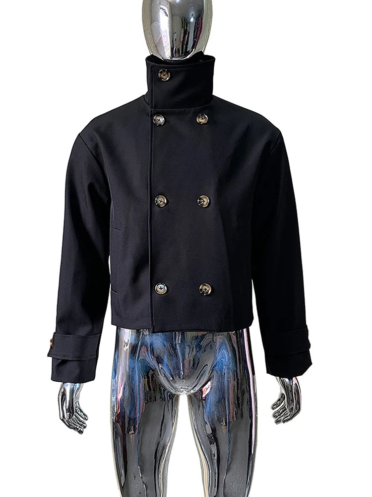 Spring Black Lightweight Short Trench Coats Man Double Breasted Elegant Stylish Luxury Designer British Menswear Clothing 2026