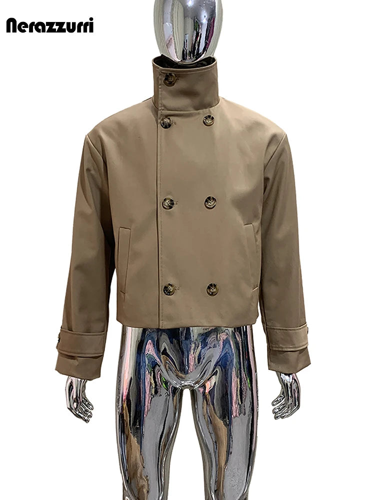 Spring Black Lightweight Short Trench Coats Man Double Breasted Elegant Stylish Luxury Designer British Menswear Clothing 2026