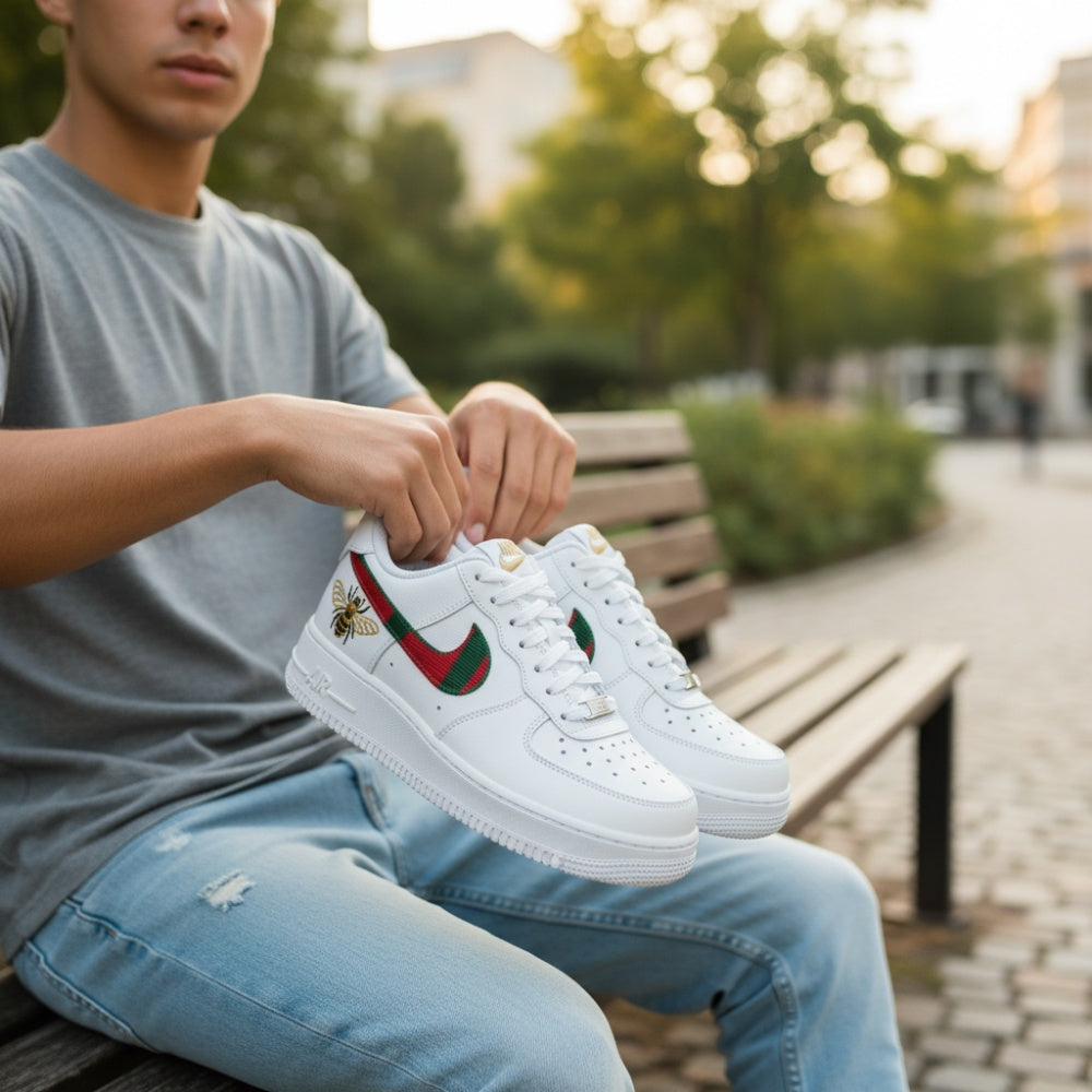 Gucci Bee Custom Printed Nike Air Force 1 Shoes